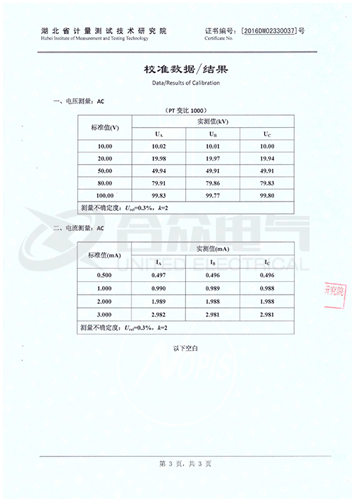 氧化鋅避雷器測試儀證書