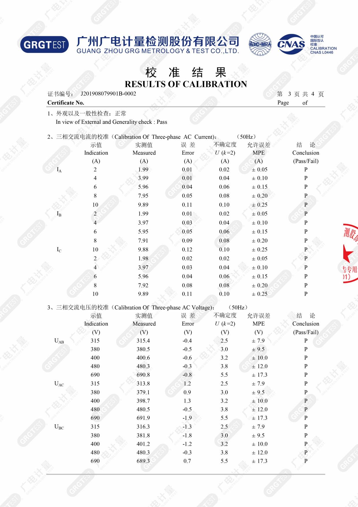 高低壓開關(guān)柜通電試驗(yàn)臺(tái) 證書